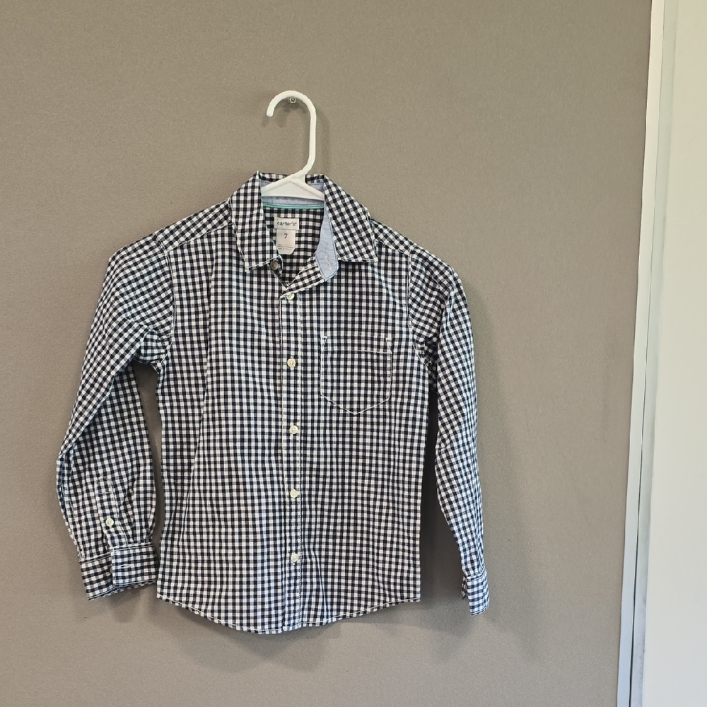 Carter's Navy and White Checkered Shirt